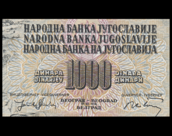 Yougoslavie, P-86, 1 000 dinara, 1974