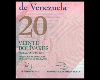 Venezuela, P-091g, 20 bolivares, 2014