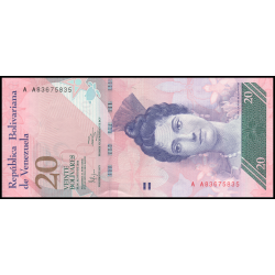 Venezuela, P-091g, 20 bolivares, 2014 - Billet de banque en vente sur Monnaies du Monde SHOP