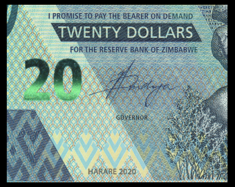 Zimbabwe, P-104, 20 dollars, 2020