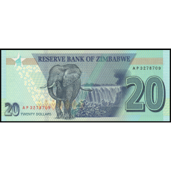 Zimbabwe, P-104, 20 dollars, 2020, hybride - Billet de banque en vente sur Monnaies du Monde SHOP