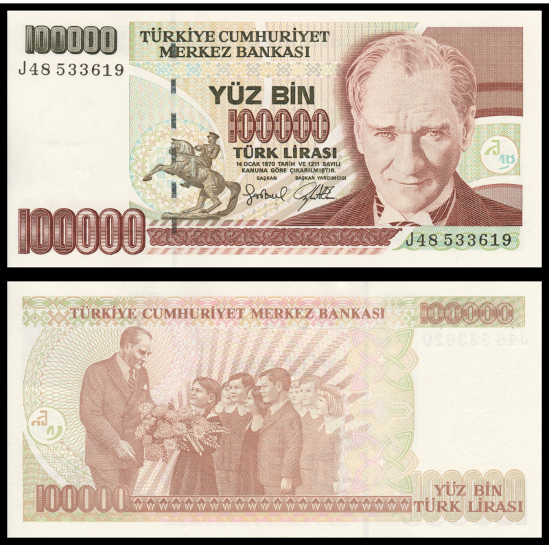 Turquie, P-206, 100000 lira, 1997 - Billet de banque en vente sur Monnaies du Monde SHOP