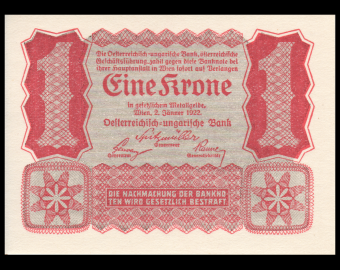 Austria, P-73, 1 krone, 1922, Presque Neuf / A-UNC