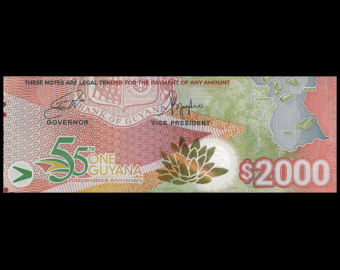 Guyana, P-42, 2 000 dollars, 2022, Polymère