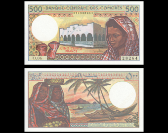 Comores, p10b3, 500 francs, 1984
