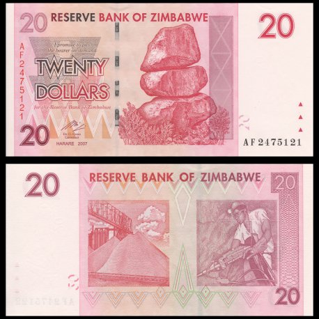 Zimbabwe, P-068, 20 dollars, 2007