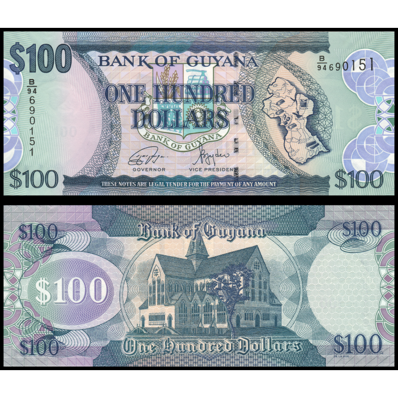 Guyana, P-36e, 100 dollars, 2022 - Billet de banque en vente sur Monnaies du Monde SHOP