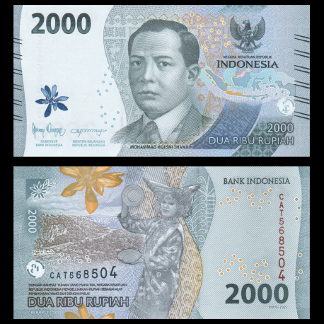 Indonésie, P-163a, 2 000 rupiah, 2022