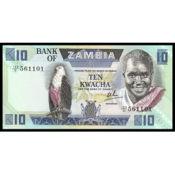 Zambie, P-26d, 10 kwacha, 1987 - Billet de banque en vente sur Monnaies du Monde SHOP