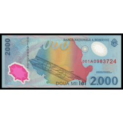 Roumanie, P-111b, 2 000 lei, 1999, polymère - Billet de banque en vente sur Monnaies du Monde SHOP