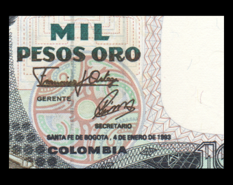 Colombia, P-432Ac, 1 000 pesos oro, 1993
