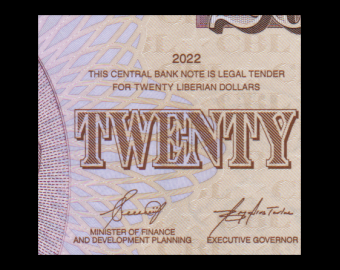 Liberia, P-w39, 20 dollars, 2022