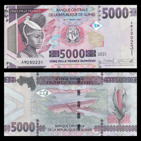 Guinée, P-49c, 5000 francs, 2021