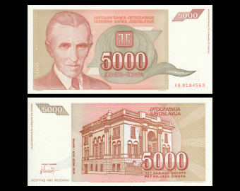 Yougoslavie, P-128, 5 000 dinara, 1993