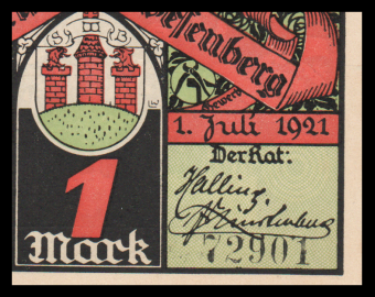 Allemagne, Notgeld, Wesenbrg, 1 Mark, 1921