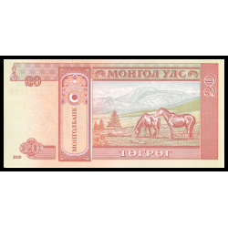 Mongolie, P-63k, 20 tugrik, 2020 - Billet de banque en vente sur Monnaies du Monde SHOP