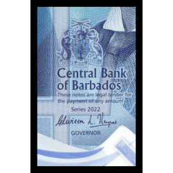 Barbade, P-80a, 2 dollars, 2022, polymère - Billet de banque en vente sur Monnaies du Monde SHOP