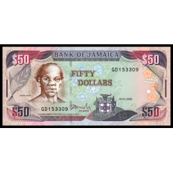 Jamaïque, P-79c, 50 dollars, 2002 - Billet de banque en vente sur Monnaies du Monde SHOP