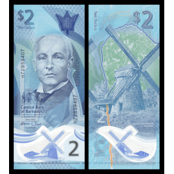 Barbade, P-80a, 2 dollars, 2022, polymère - Billet de banque en vente sur Monnaies du Monde SHOP
