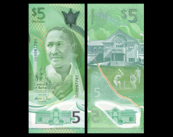 Barbados, P-w81, 5 dollars, polymer, 2022