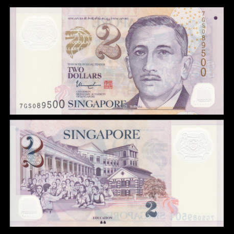 Singapour, P-46o, 2 dollars, Polymère, 2022