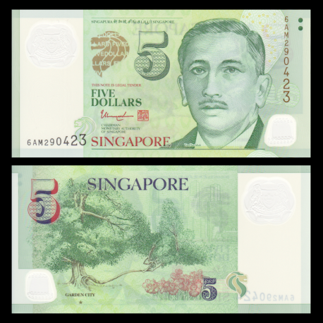Singapour, P-47f, 5 dollars, Polymère, 2020