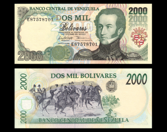 Venezuela, P-077c, 2 000 bolivares, 1998