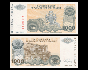Croatie, P-R30, 1 000 dinara, 1994