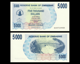 Zimbabwe, P-045, 5 000 dollars, 2007