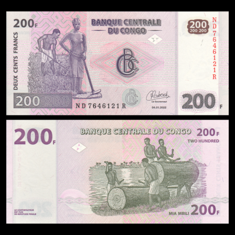 Congo, P-w099c, 200 francs, 2022
