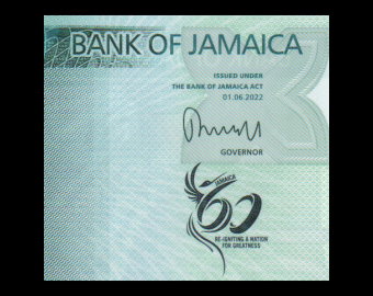 Jamaïque, P-w97, 100 dollars, 2022, polymère
