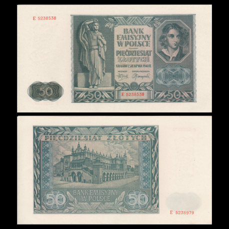 Pologne, P-102a, 50 zlotych, 1941, PresqueNeuf / a-UNC