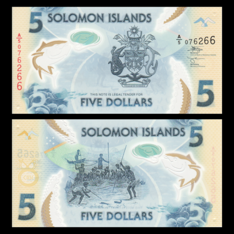 Salomon (iles), P-38b, 5 dollars, 2019, polymère