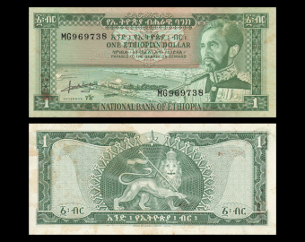 Ethiopie, P-25, 1 dollar, 1966, PresqueNeuf / a-UNC