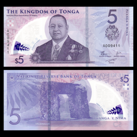 Tonga, P-w51, 5 pa'anga, 2023, polymère