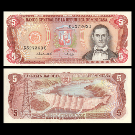 Rép Dominicaine, P-118c4, 5 pesos oro, 1998