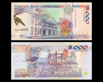 Suriname, P-143a, 5 000 gulden, 1997