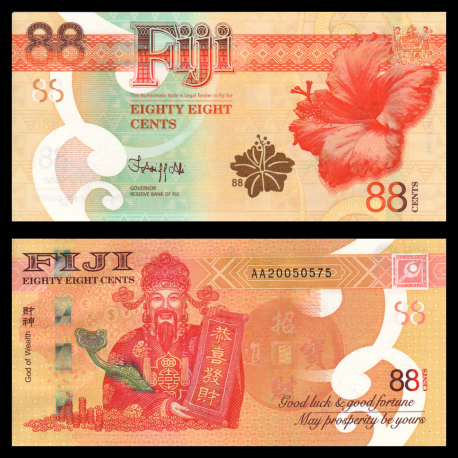 Fidji, P-w123a, 88 cents, 2022