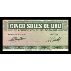 Pérou, P-099c, 5 soles de oro, 1974 - Billet de banque en vente sur Monnaies du Monde SHOP