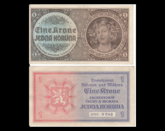 Bohemia & Moravia, P-3a, 1 koruna, 1940, SUP / Extremely Fine