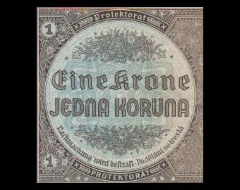Bohême-Moravie, P-3a, 1 koruna, 1940, SUP / Extremely Fine
