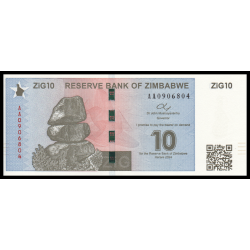 Zimbabwe, P-110a, 10 ZiG, 2024 - Billet de banque en vente sur Monnaies du Monde SHOP