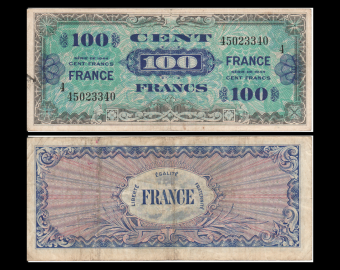 France, P-123c, 100 francs, 1944, TB / Fine