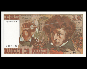 France, P-150b, 10 francs, Berlioz, 1972