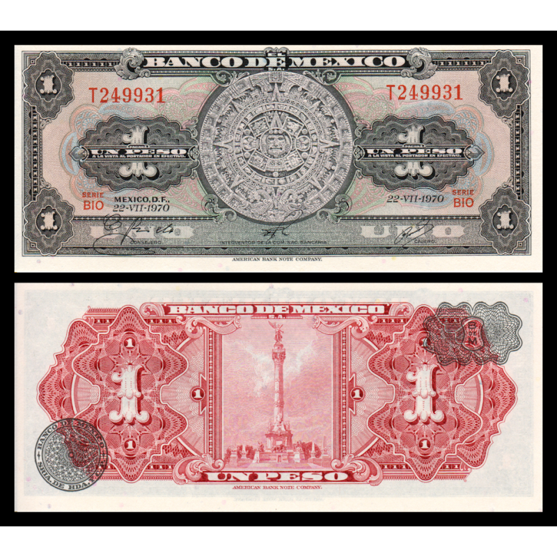Mexique, P-059l4, 1 peso, 1970 - Billet de banque en vente sur Monnaies du Monde SHOP