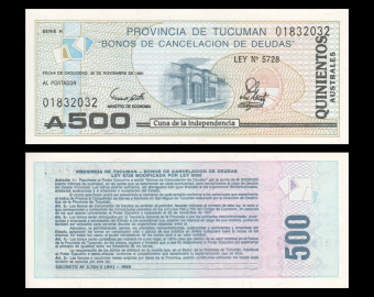 Argentina, Tucuman, P-S2716, 500 australes, 1991