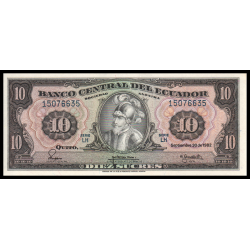 Equateur, P-114b7, 10 sucres, 1982, PresqueNeuf / a-UNC - Billet de banque en vente sur Monnaies du Monde SHOP