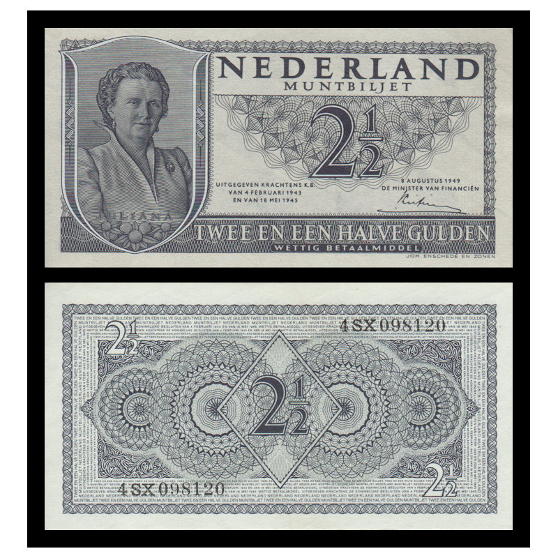 Pays-Bas, Muntbiljet, P-73, 2,5 gulden, 1949 - Billet de banque en vente sur Monnaies du Monde SHOP