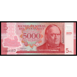 Paraguay, P-234d, 5 000 guaranies, 2022, polymère - Billet de banque en vente sur Monnaies du Monde SHOP