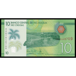Nicaragua, P-209c, 10 cordobas, 2022 polymère - Billet de banque en vente sur Monnaies du Monde SHOP